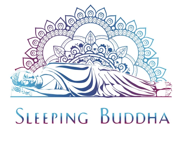 Mönch Phra Buddha Sitzend Und Schlafend Auf Lotusbasis Für Betende — Stockvektor