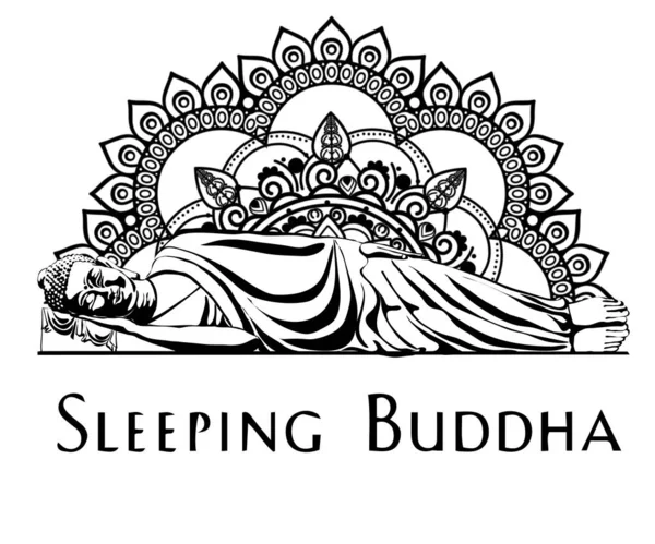 Monge Phra Buddha Sentado Dormindo Base Lótus Para Oração Concentração — Vetor de Stock