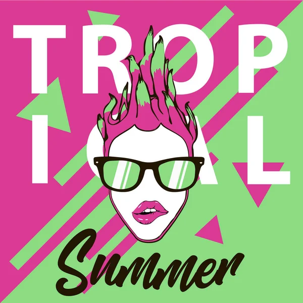 Tropical Summer Fruit Party Flyer Design — Image vectorielle