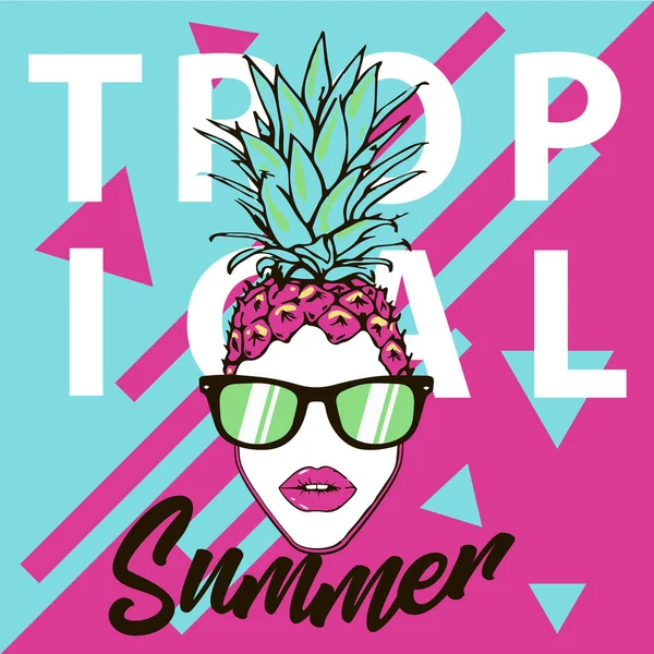 Tropische Zomer Fruit Partij Flyer Ontwerp — Stockvector