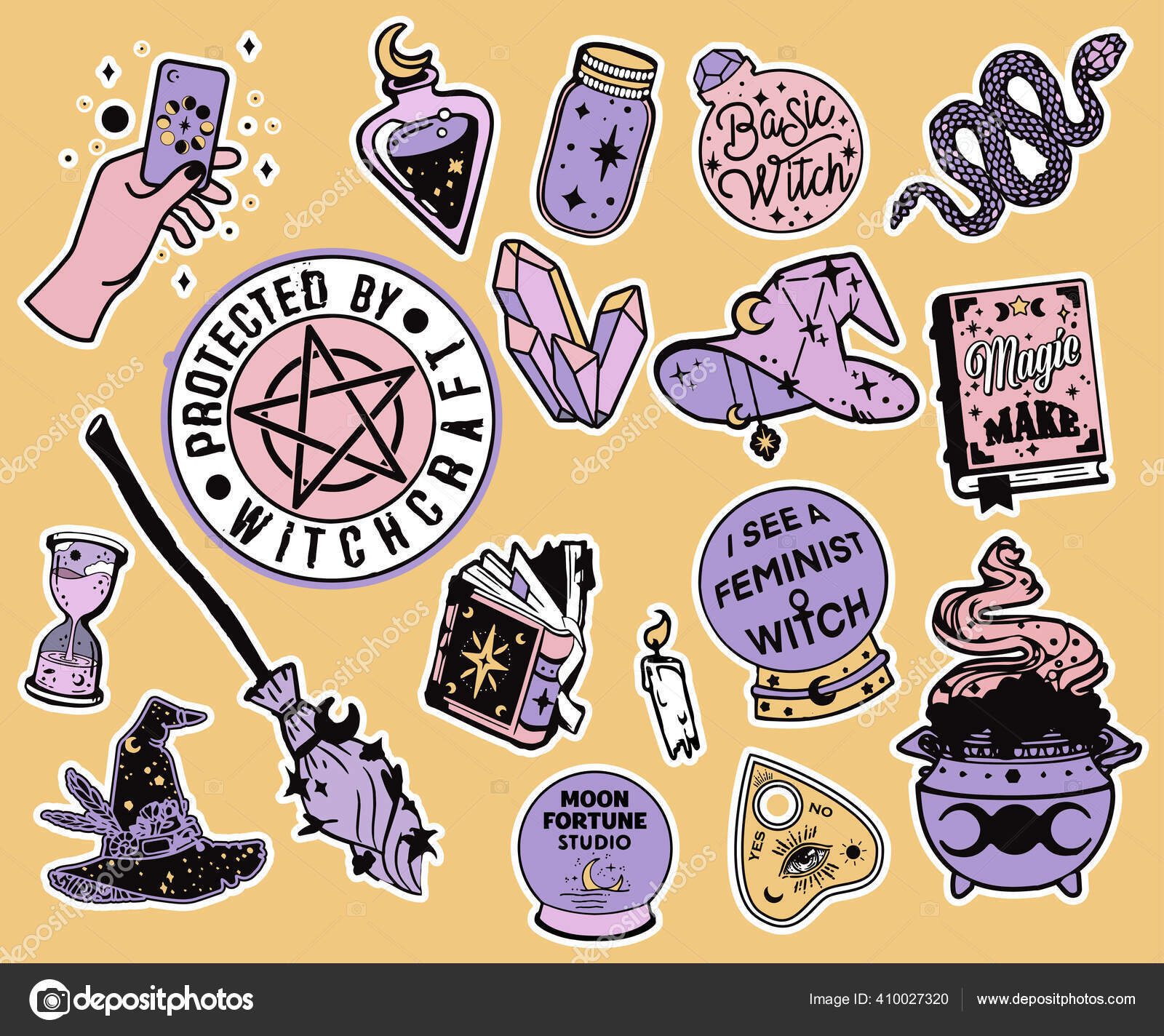 Witchy Magic Crystal Magician Witch Stickers
