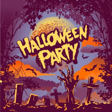 Mezarlık balkabağı feneri, dolunay ilanı veya davetiye şablonu, yatay dikey ve kare afiş, sosyal medya hikayeleri ve mesaj şablonu,