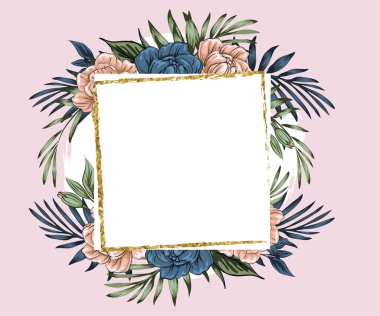 Altın folyolu boho çiçekleri, sosyal ağlar için şablon hikayeler ve gönderiler, vektör illüstrasyonu. Hikaye seti ve kare kare sonrası. Reklam için bir model. Sosyal medya için özgeçmiş tasarla