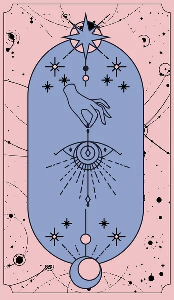 Mond Und Sonne Tarot Karten Hands Einfachen Flachen Esoterischen Boho — Stockvektor