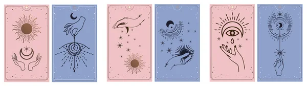 Lune Vague Logo Main Lecteur Tarot Conseils Spirituels Design Coloré — Image vectorielle