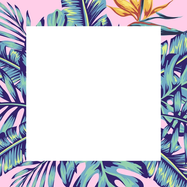 Collection Tropicale Avec Des Fleurs Exotiques Des Feuilles Design Vectoriel — Image vectorielle