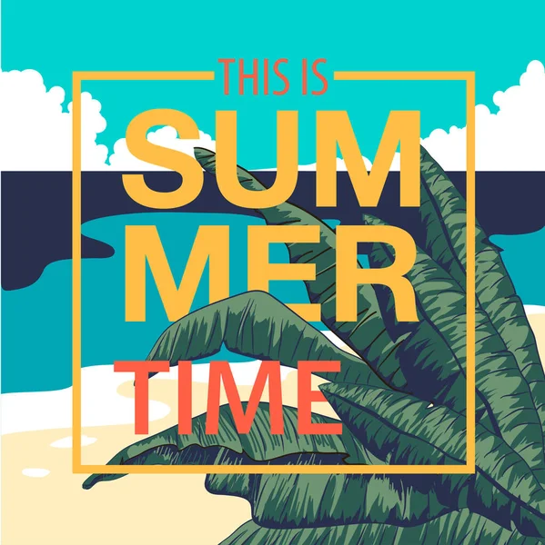 야자나무에서는 여름에 이색적 전단이 나오게 포스터 현수막 디자인 — 스톡 벡터