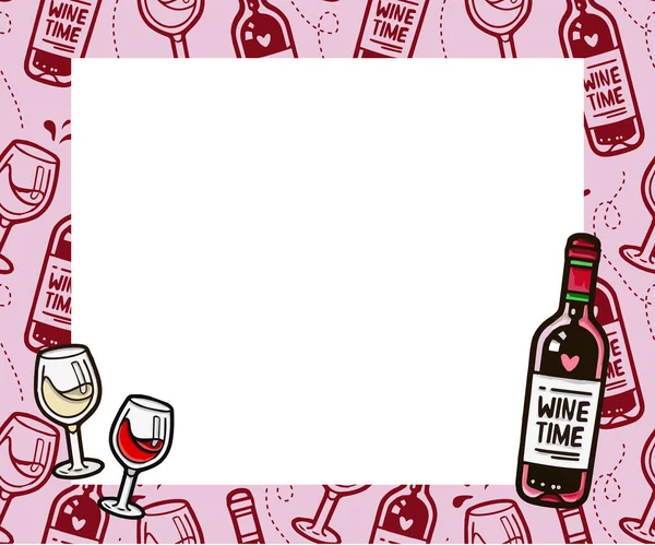 Different Varieties Wine Red Light Drawn Bottles Cartoon Style Editable — Stock Vector