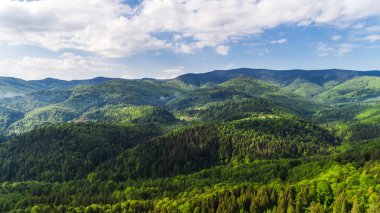 Yaz aylarında Karpat Dağları'nın havadan görünümü.