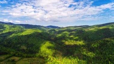 Yaz aylarında Karpat Dağları'nın havadan görünümü.
