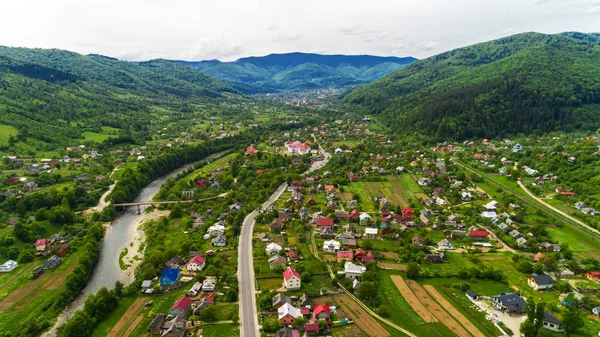 Letecký Pohled Karpatské Hory Létě Yaremche Ukrajina — Stock fotografie