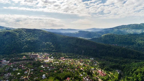 Αεροφωτογραφία Του Καρπάθια Βουνά Καλοκαίρι Στην Ουκρανία Και Τον Προορισμό — Φωτογραφία Αρχείου