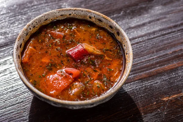 Heißes Rindfleisch Ungarische Gulasch Oder Bograch Suppe Mit Paprika Kleine — Stockfoto