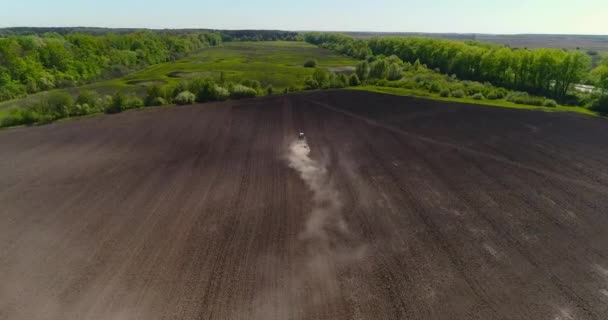 Vue Aérienne Champ Culture Tracteur Agricole Tracteur Travail — Video