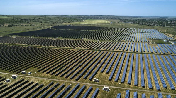 Vista Aérea Del Fondo Batería Solar Primer Plano — Foto de Stock