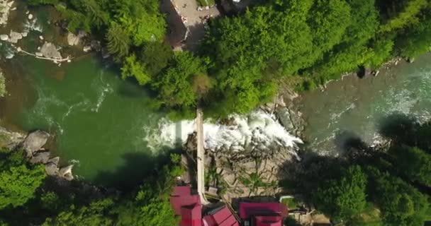 Aerial View Mountain River Summer Aerial View Carpathian Mountains — Stock Video