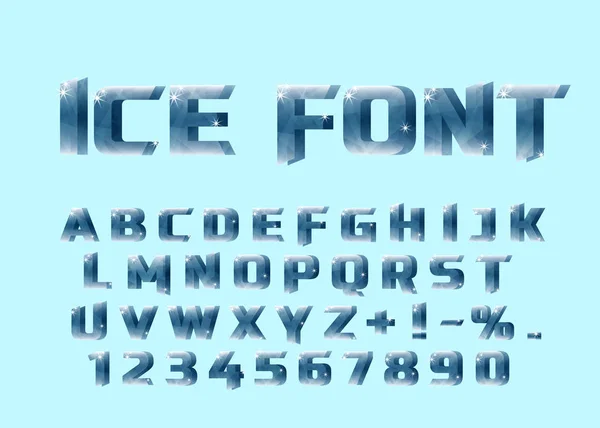Шрифт со льдом. Ледяные буквы и цифры . — стоковый вектор