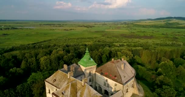 Olesky 城の空撮 Olesko 村のリヴィウに近い非常に美しい城 — ストック動画
