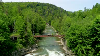 Yaz aylarında güzel dağ Nehri'nin havadan görünümü.