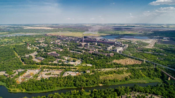 Vista panorâmica aérea da cidade industrial de Krivoy Rog na Ucrânia . — Fotografia de Stock