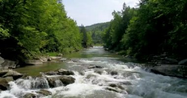 Yaz aylarında güzel dağ Nehri'nin havadan görünümü.