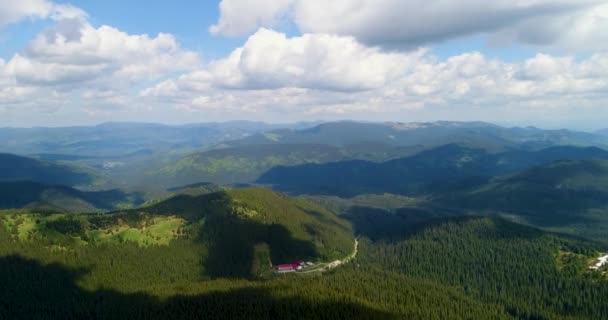 Aerial View from Mount Hoverla to other mountains. — Stock Video