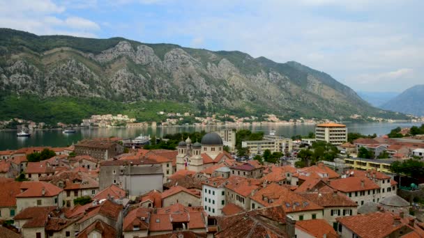 Vista del casco antiguo de Kotor desde la montaña Lovcen en Kotor, Montenegro. Kotor es parte del mundo de la Unesco. Cronograma . — Vídeos de Stock