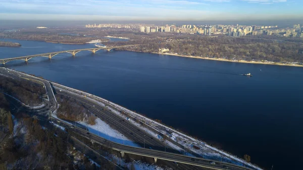 Vista aérea não do rio Dnieper em Kiev . — Fotografia de Stock