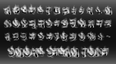 Smoke font. Smoky letters and numbers. Alphabet. Smoke steam vector font. clipart