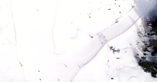 Aerial View of the Ski Resort in Mountains at Winter. Flat lay. — Stock Video