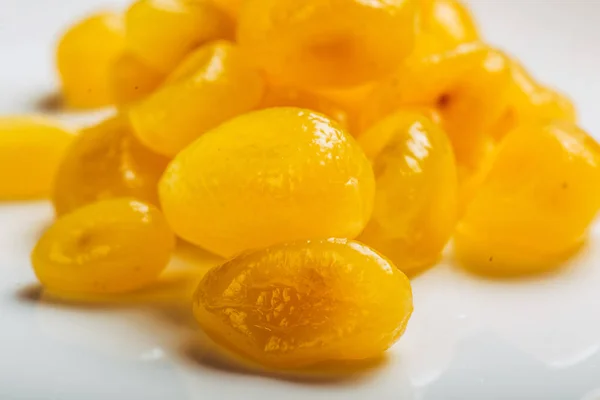 Dried lemon on white background. Popular dried fruit in different countries of the world.