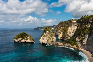 Elmas plajı. Güzel egzotik plaj. Nusa Penida, Bali Endonezya