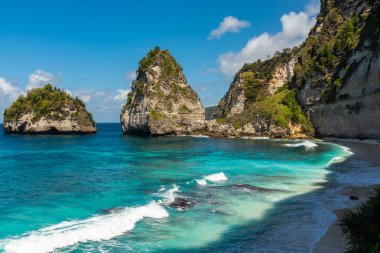 Elmas plajı. Güzel egzotik plaj. Nusa Penida, Bali Endonezya