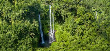 Bali, Endonezya güzel Sekumpul şelale. Panorama.