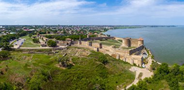 Bilhorod-Dnistrovskyi Şatosu veya Akkerman Kalesi Ukrayna hava manzaralı XIII-XIV yüzyılların mimari abidesi