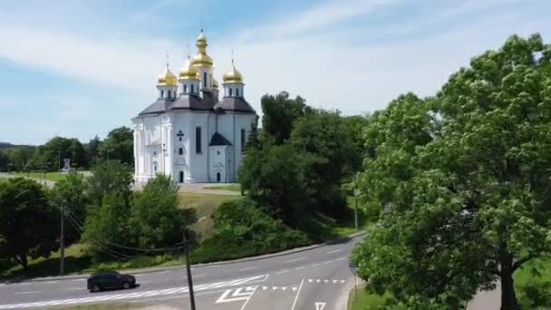 Chernigov město krajina letecký pohled. — Stock video