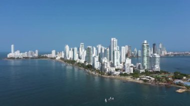 Kolombiya 'daki Cartagena de Indias Güzel Panorama hava manzarası.