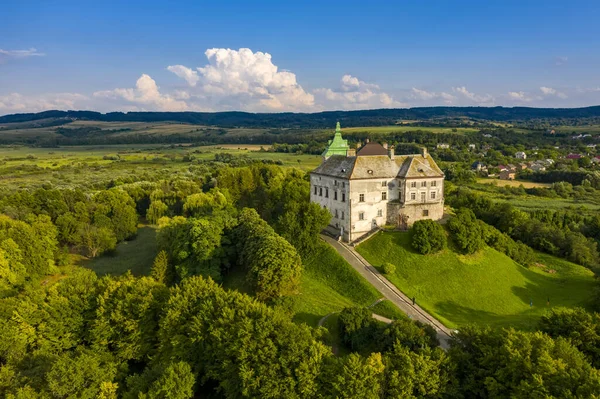 Het Olesky Kasteel in Lviv Oekraine lucht uitzicht. — Stockfoto