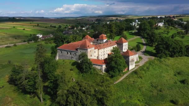 Svirzh hrad na Ukrajině v letním leteckém zobrazení. — Stock video