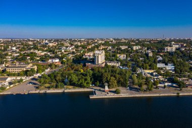 Kherson şehri deniz manzarası hava manzarası.