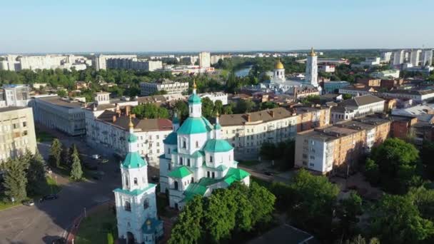 Thy City Sumy, Ukraine, Europe air view — Stock video
