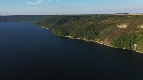 Bakota Dnister fiume turisti punto di riferimento in Ucraina vista aerea — Video Stock