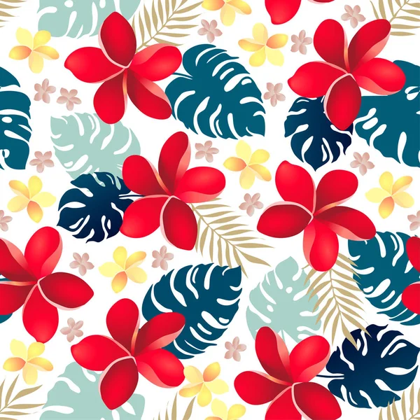 Ilustração de vetor de padrão floral tropical sem costura . — Vetor de Stock