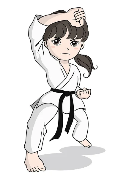 Karate Bild Flicka Vektor Material Japansk Kultur — Stock vektor
