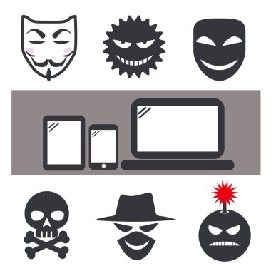 İnternet suç ve Anonymous Icon set maske