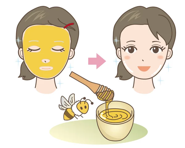 Face Pack Honey Natural Materials — Stock Vector