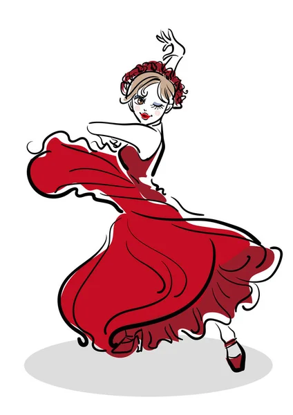 Flamenco Pose Mujer Imagen Baile — Vector de stock