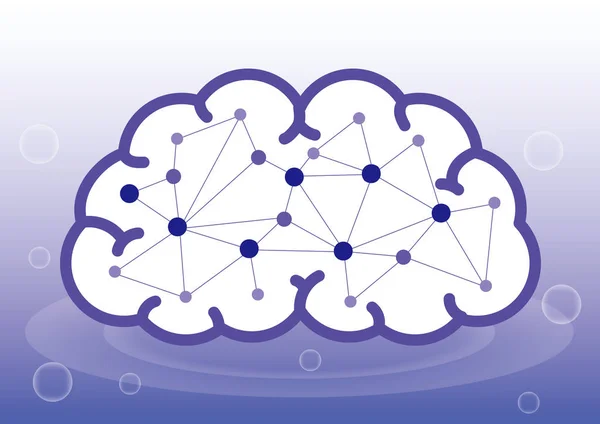 Inteligencia artificial o dentro de la imagen del cerebro humano — Vector de stock