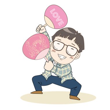 Otaku, inek görüntü - Japon kültürü / bir eksantrik fan kız putlara kovalayan çocuk