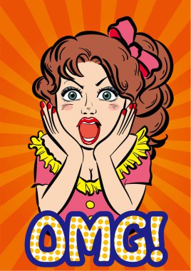 Retro çizgi film Pop Art - Girl - Omg